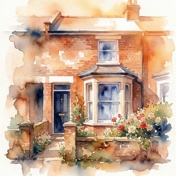 House photo as a soft watercolour